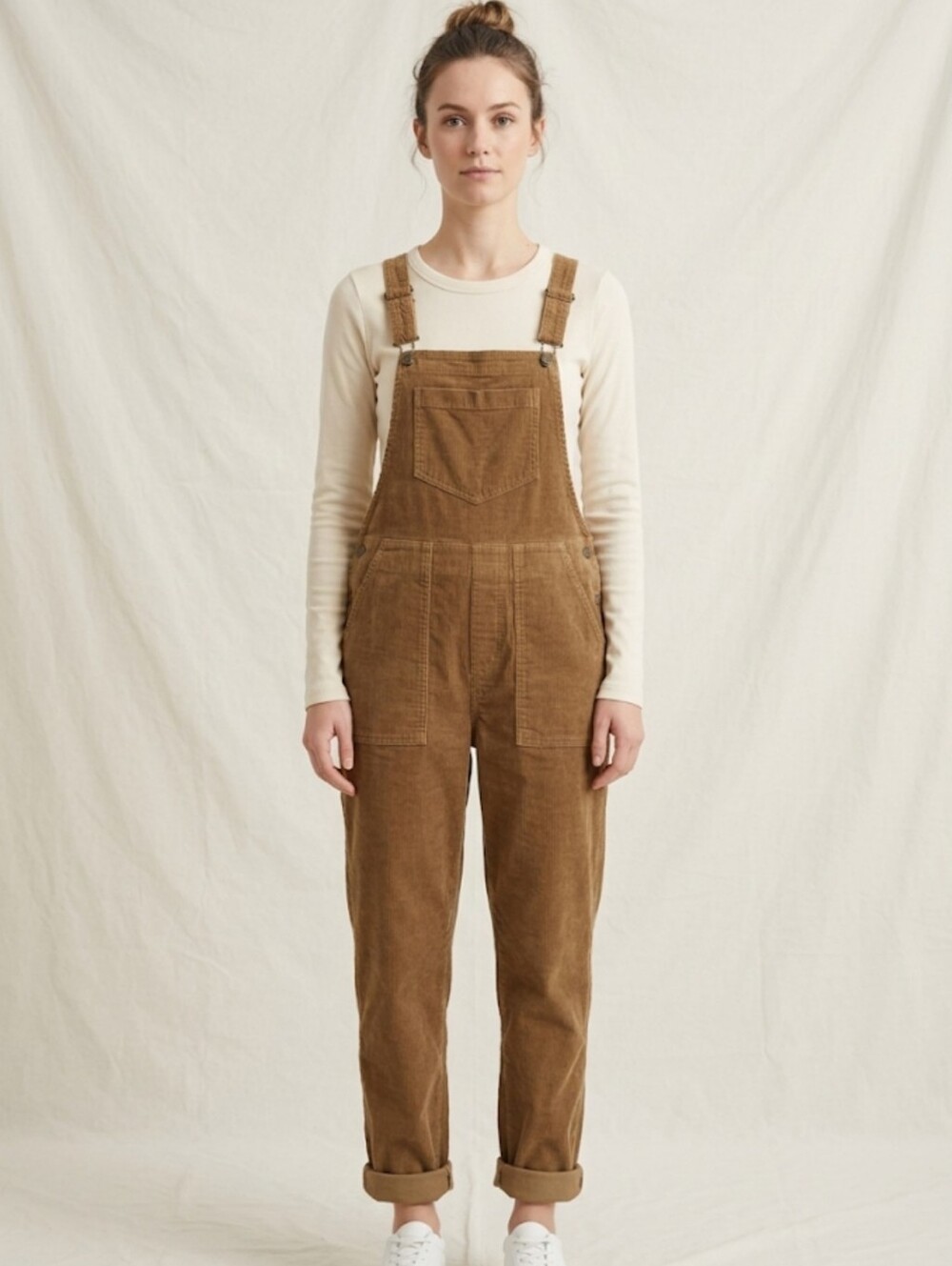 aerie Tan Corduroy Overall Jumpsuit